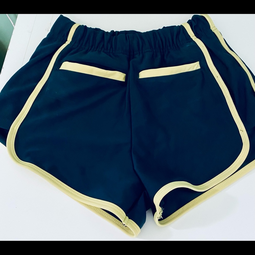Navy blue, yellow striped short